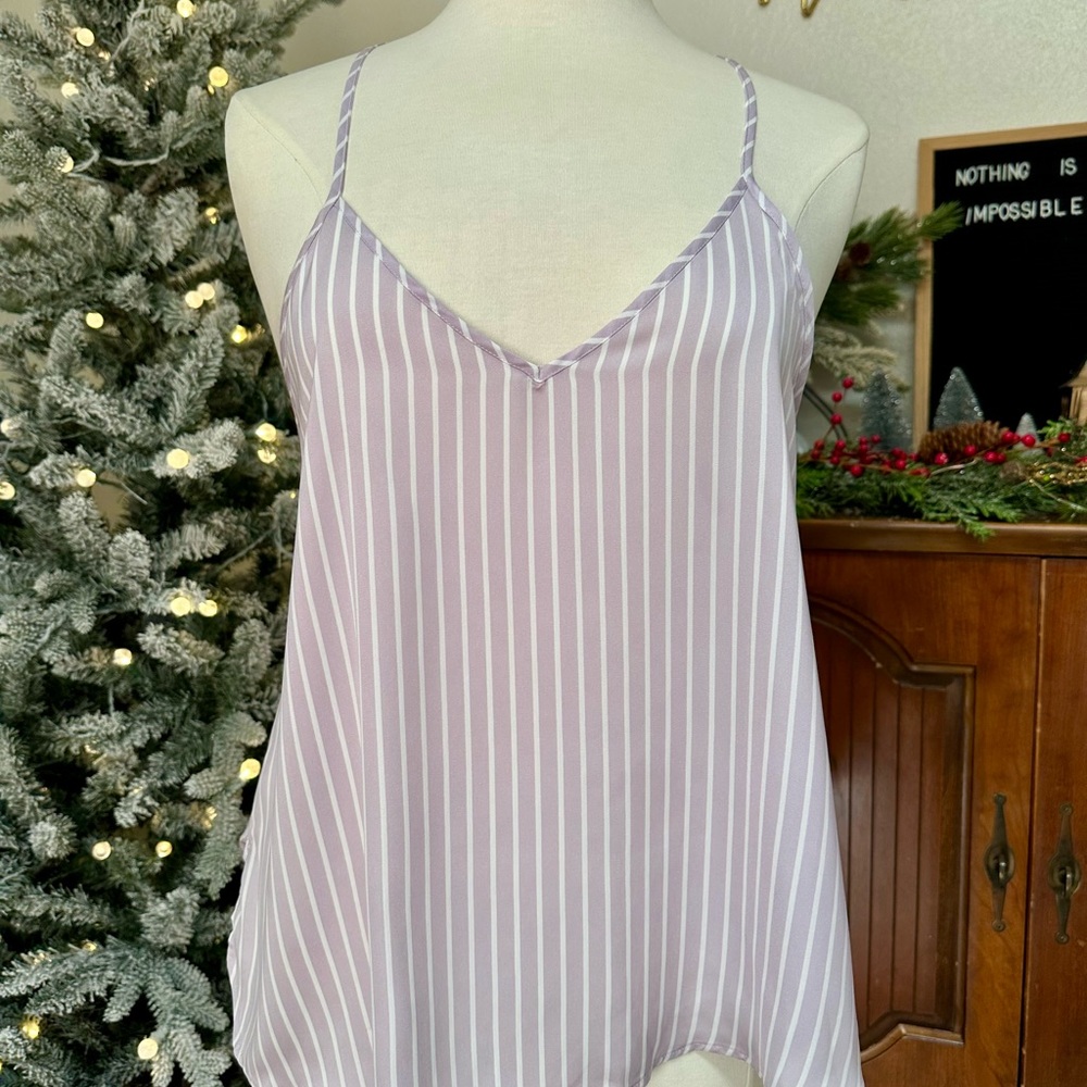 Shady Lady Lavender & White Striped Pajama Cami Top | NWT | Size M